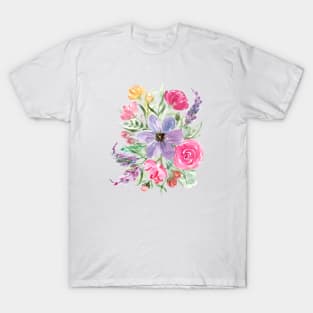 Fresh Loose Watercolor Florals T-Shirt